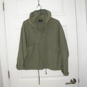 Green Linen Hooded Jacket